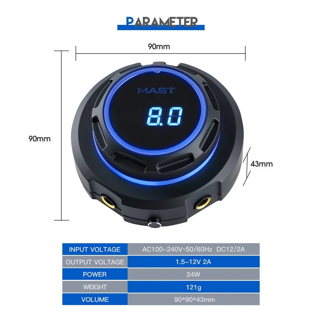 Alimentatore per Tatuaggi Dragonhawk Mast Halo con Doppia Modalità di Avvio per Macchine per Tatuaggi - mrpmu