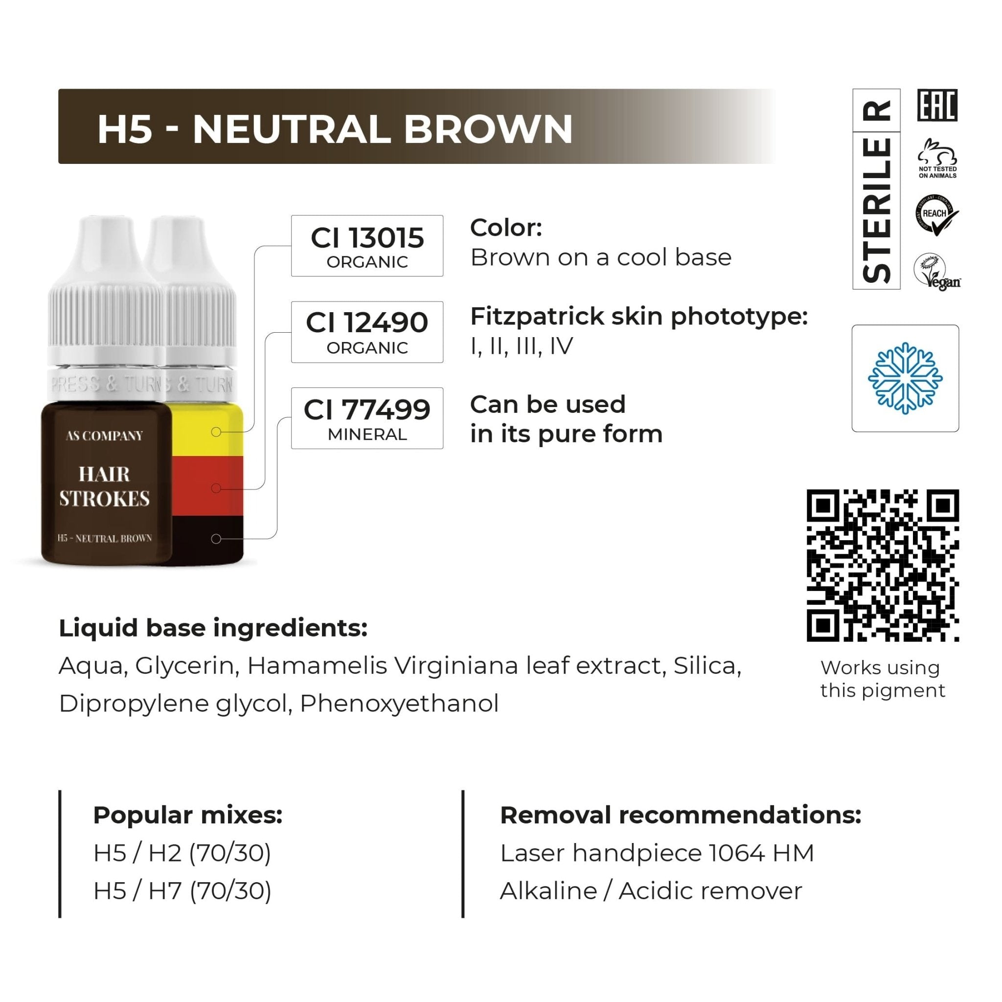 AS Pigments - EYEBROW SET HAIR STROKES HYBRID ORGANIC - BASED 6 ml - Mr.PMU