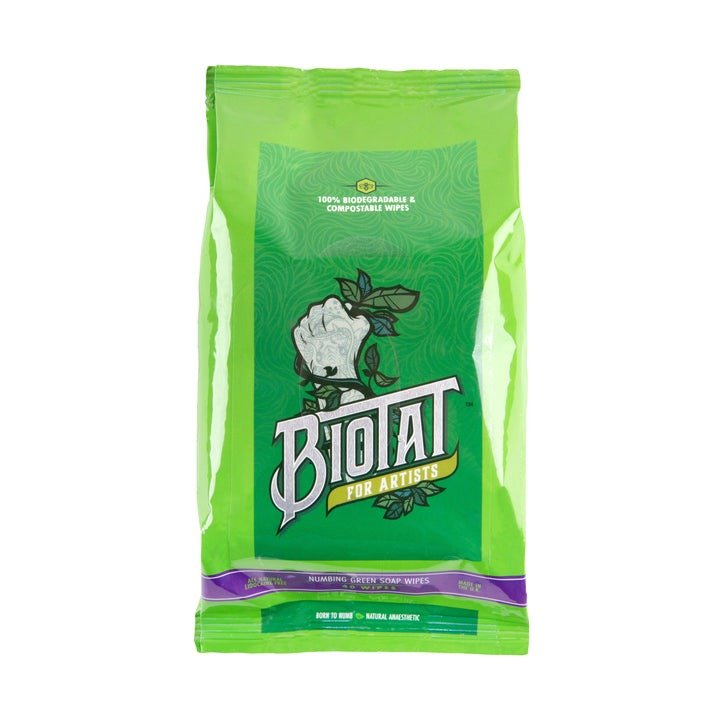 Packung mit 40 BIOTAT Numbing Green Soap Tüchern - mrpmu