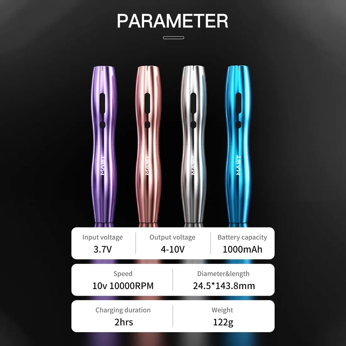 Macchina per tatuaggi senza fili con corsa di 2,5 mm per il trucco permanente Dragonhawk | Mast P20 - mrpmu