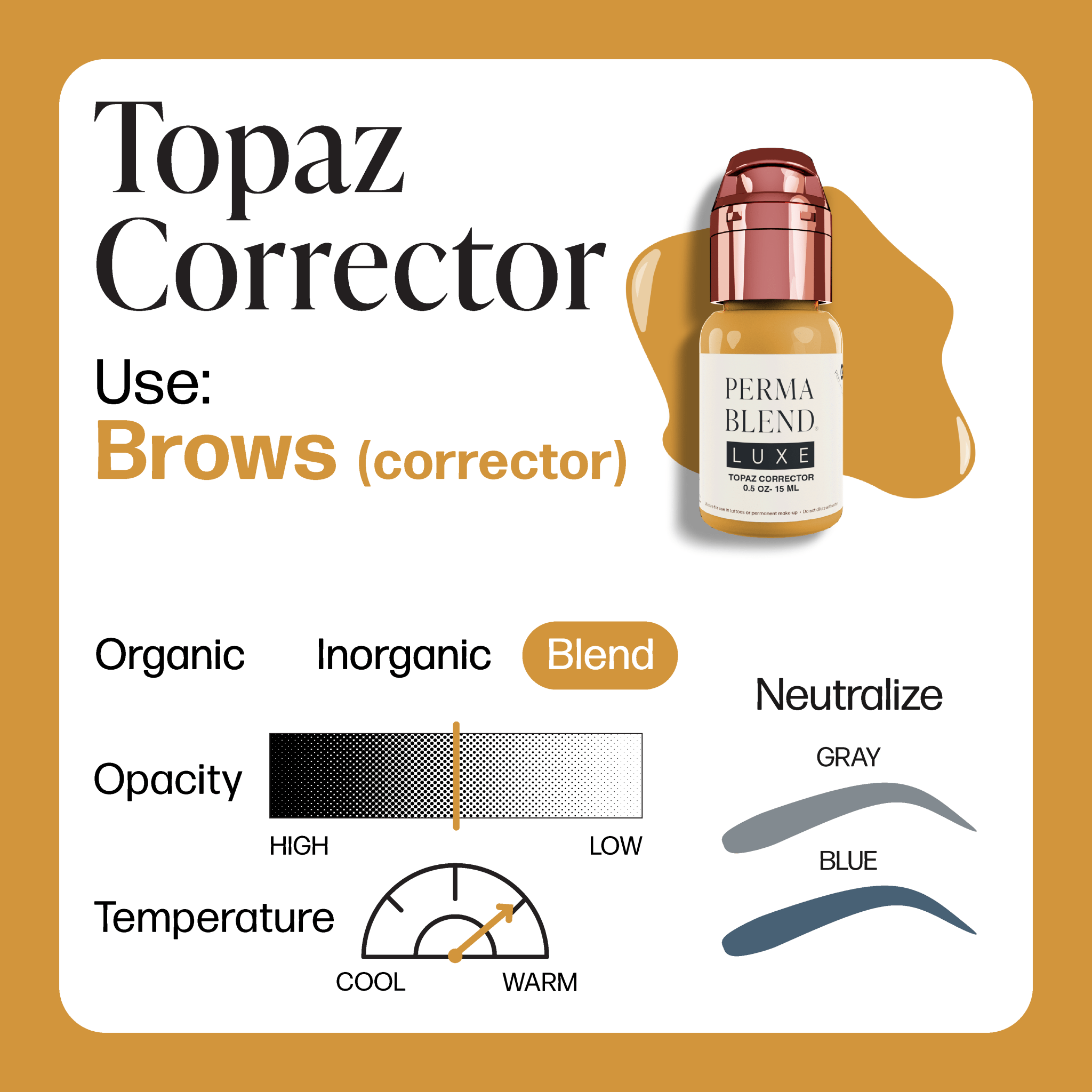 Perma Blend Luxe PMU Ink - Topaz Corrector 15ml - mrpmu