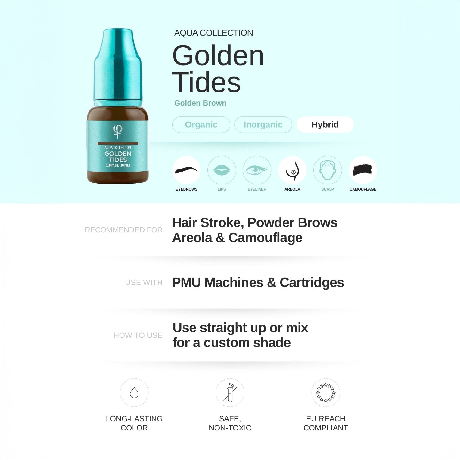 PhiAcademy - Golden Tides AQUA PMU Pigment 10ml - Mr.PMU